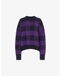 Whistles - Checked Relaxed-fit Stretch Wool-blend Jumper - Lyst