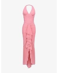 House Of Cb - Carmine Halterneck Stretch-Mesh Maxi Dress Xs (A-C Cup) - Lyst