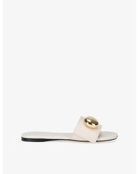 Loewe - Pebble Flat Leather Slides - Lyst