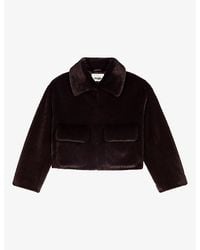 Maje - Short Embellished-Collar Faux-Fur Jacket - Lyst
