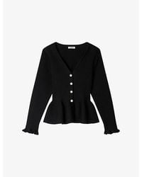 Sandro - Peplum Button-Down Knitted Cardigan - Lyst