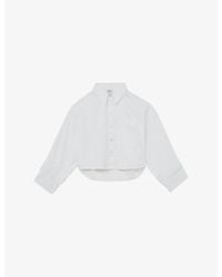 Reiss - Solenge Long-Sleeve Cropped Cotton Shirt - Lyst