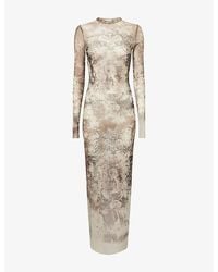 Jean Paul Gaultier - Médaillon Long-Sleeve Mesh Maxi Dress - Lyst
