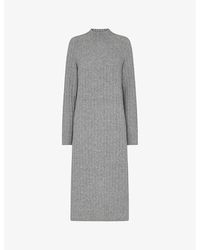 Whistles - High-neck Relaxed-fit Stretch Wool-blend Midi Dress - Lyst