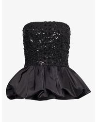 ROTATE BIRGER CHRISTENSEN - Dorla Bubble Sequin-Embellished Peplum Top - Lyst