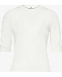 FRAME - Gathered-sleeve Knitted Jumper - Lyst