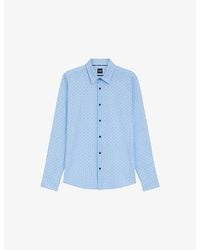 BOSS - Long-Sleeved Slim-Fit Stretch-Jersey Shirt - Lyst
