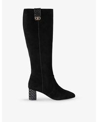 Kurt Geiger - Chelsea Trim Heeled Suede Knee-High Boots - Lyst