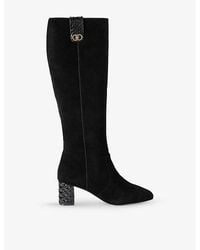 Kurt Geiger - Chelsea Trim Heeled Suede Knee-High Boots - Lyst