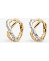 Monica Vinader - Riva 18ct Recycled Yellow Gold-plated Vermeil Sterling-silver And 0.03ct Diamond Stud Earrings - Lyst