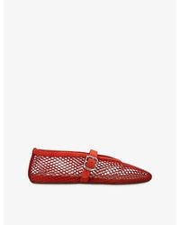Alaïa - Ballerina Mesh And Suede Ballet Flats - Lyst