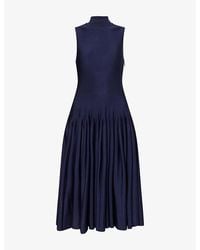 Alaïa - Godet Pleated Knitted Maxi Dress - Lyst