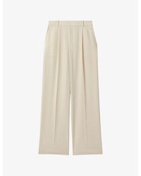Reiss - Eden Elasticated-Waist Wide-Leg Twill Trousers - Lyst
