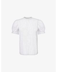 FRAME - Stripe-Print Short-Sleeve Cotton-Blend Shirt - Lyst