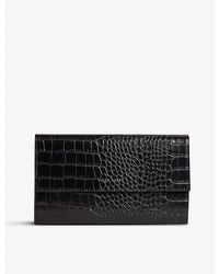 Ted Baker - Travelz Croc-embossed Faux-leather Passport Holder Travel Wallet - Lyst