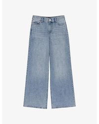 Maje - Rhinestone-Embellished Wide-Leg Denim Jeans - Lyst