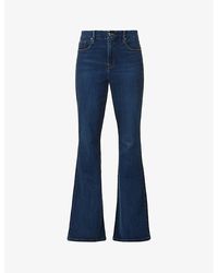 GOOD AMERICAN - Good Legs Contrast-stitch Flared-leg Mid-rise Cotton-blend Jeans - Lyst
