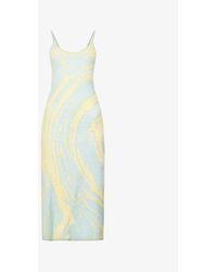 House Of Sunny Cypress Hockney Spiral-print Knitted Dress - Yellow