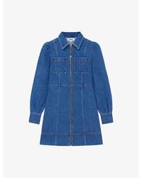 Ro&zo - Zip-Front Panelled Denim Mini Dress - Lyst