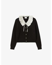 Claudie Pierlot - Removable-Collar Button-Down Knitted Cardigan - Lyst