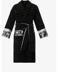 Versace - Logo And Baroque-print Cotton-towelling Robe - Lyst