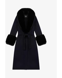 Maje - Galaxyra Faux Fur-collar Wool-blend Coat - Lyst