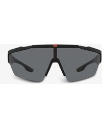 Prada Linea Rossa Ps 03xs Shield-frame Nylon Sunglasses - Black