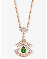 BVLGARI - Divas' Dream 18ct Rose-gold, 0.46ct Brilliant-cut Diamond And Tourmaline Pendant Necklace - Lyst