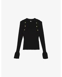The Kooples - Bell-Sleeve Ribbed Stretch-Knit Top - Lyst