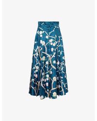 Gabriela Hearst - Dugald Pleated Floral Silk Midi Skirt - Lyst