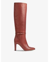 LK Bennett - Caterina Almond-Toe Leather Knee-High Boots - Lyst