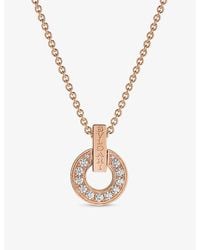 BVLGARI - 18Ct Rose- And 0.37Ct Round Brilliant-Cut Diamond Pendant Necklace - Lyst