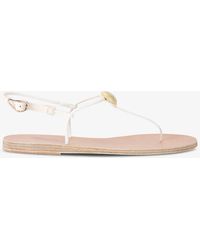 Ancient Greek Sandals - Dimitra Gold-tone Applique Leather Sandals - Lyst