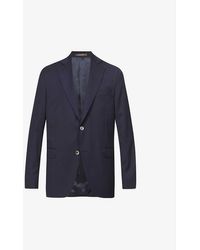 Oscar Jacobson Saul Deluxe Wool Coat in Blue for Men - Lyst