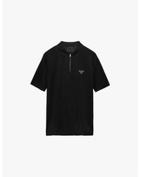 Prada - Brand-Plaque Boxy-Fit Cotton-Piqué Polo Shirt - Lyst