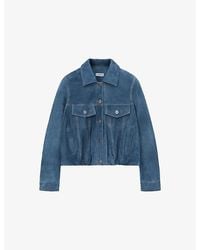 Loewe - Anagram-Patch Denim-Look Leather Jacket - Lyst