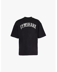 GYMSHARK - Collegiate Brand Print Relaxed Fit Cotton-Jersey T-Shirt - Lyst