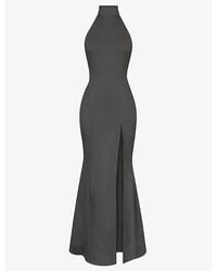House Of Cb - Juliette Halter-Neck Split-Hem Stretch-Woven Maxi Dress - Lyst