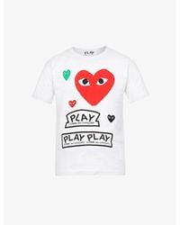COMME DES GARÇONS PLAY - Hearts & Play Logo-print Cotton-jersey T-shirt - Lyst
