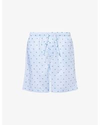 Derek Rose - Ledbury Striped Elephant-Print Cotton Lounge Shorts - Lyst