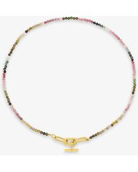 Rachel Jackson - Watermelon 22ct -plated Sterling-silver And Tourmaline T-bar Necklace - Lyst