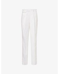 dunhill - Double-Pleated Straight-Leg Linen Trousers - Lyst