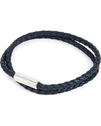 Tateossian Pop Rigato Leather And Sterling Silver Bracelet - Blue