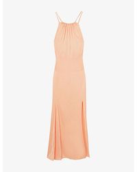 Reiss - Tallie Halterneck Satin Maxi Dress - Lyst