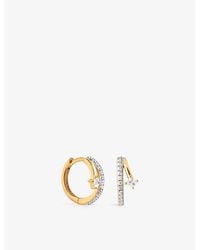 Astrid & Miyu - Pavé Crystal Illusion 18Ct- Plated Recycled Sterling- And Cubic Zirconia Huggie Earrings 1 - Lyst