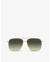 Oliver Peoples - Ov1320st Dresner Aviator-frame Titanium Sunglasses - Lyst