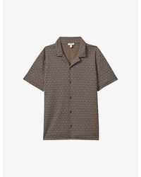 Reiss - Grove Jacquard-print Regular-fit Stretch-woven Shirt - Lyst