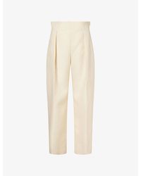 KHAITE - Somera Flat-Front Pleated Wool And Silk Trousers - Lyst