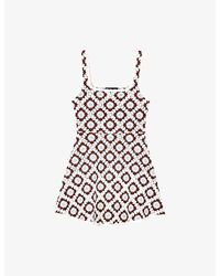 Maje - Floral Square-Neck Crochet Mini Dress - Lyst