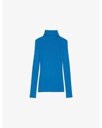 Maje - Roll-Neck Long-Sleeve Wool And Silk-Blend Jumper - Lyst